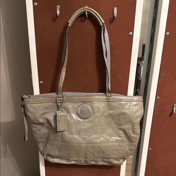 Coach Taupe Patent Leather Purse - Picture 1 of 9